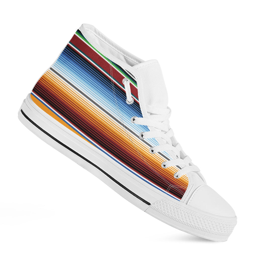 Tribal Serape Blanket Pattern Print White High Top Shoes