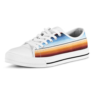 Tribal Serape Blanket Pattern Print White Low Top Shoes