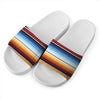 Tribal Serape Blanket Pattern Print White Slide Sandals