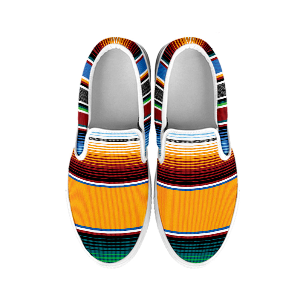 Tribal Serape Blanket Pattern Print White Slip On Shoes