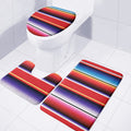 Tribal Serape Blanket Stripe Print 3 Piece Bath Mat Set