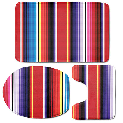 Tribal Serape Blanket Stripe Print 3 Piece Bath Mat Set