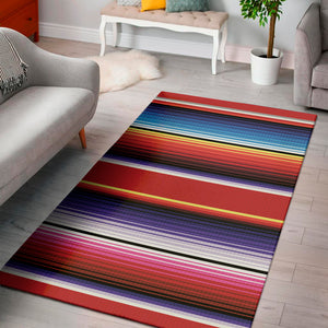 Tribal Serape Blanket Stripe Print Area Rug