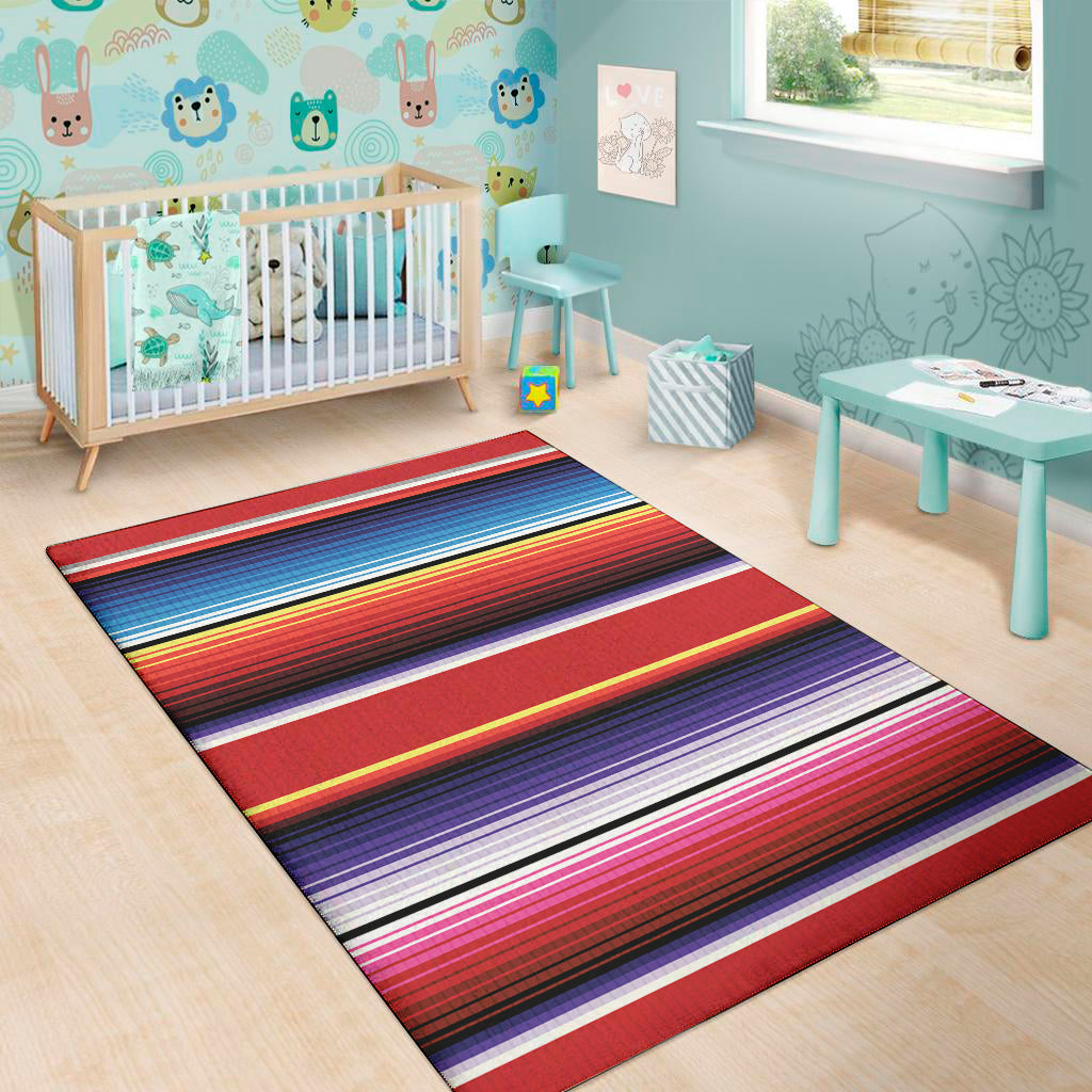 Tribal Serape Blanket Stripe Print Area Rug