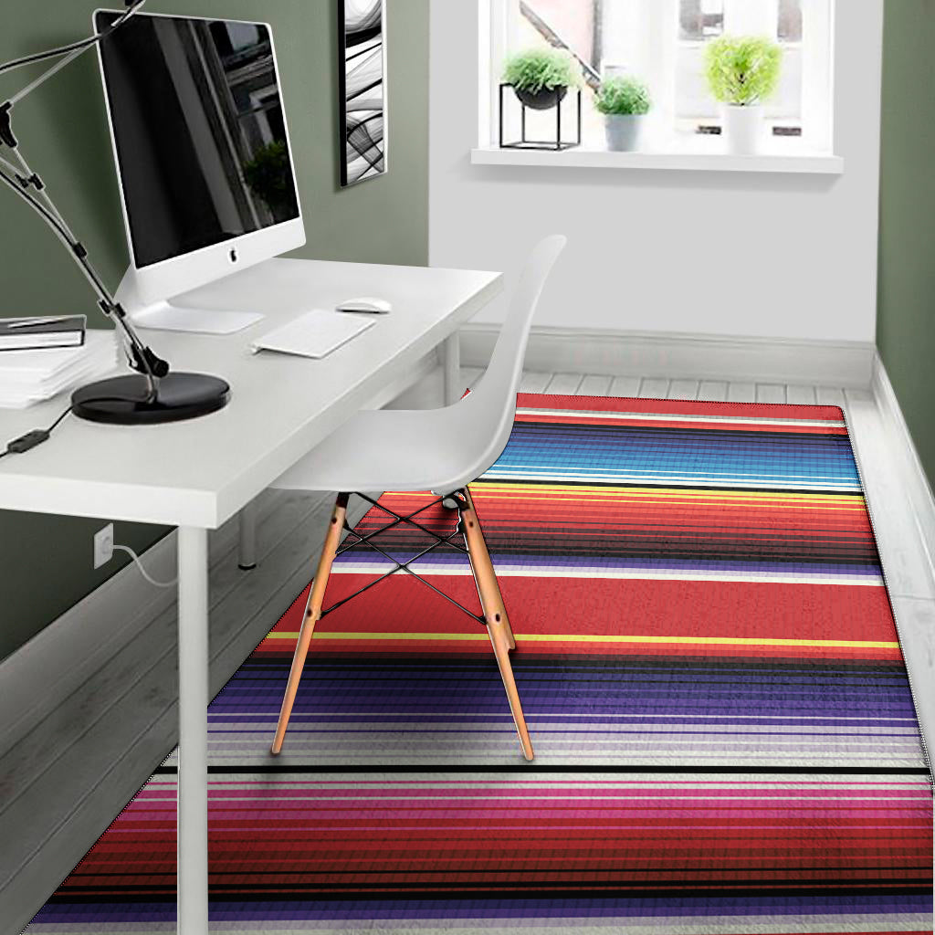 Tribal Serape Blanket Stripe Print Area Rug