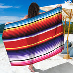 Tribal Serape Blanket Stripe Print Beach Sarong Wrap