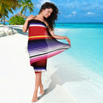 Tribal Serape Blanket Stripe Print Beach Sarong Wrap