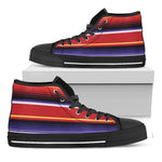 Tribal Serape Blanket Stripe Print Black High Top Shoes