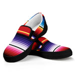 Tribal Serape Blanket Stripe Print Black Slip On Shoes