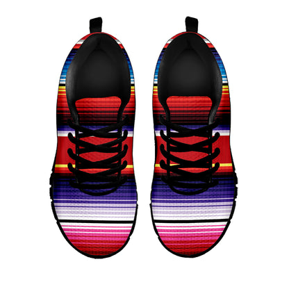 Tribal Serape Blanket Stripe Print Black Sneakers