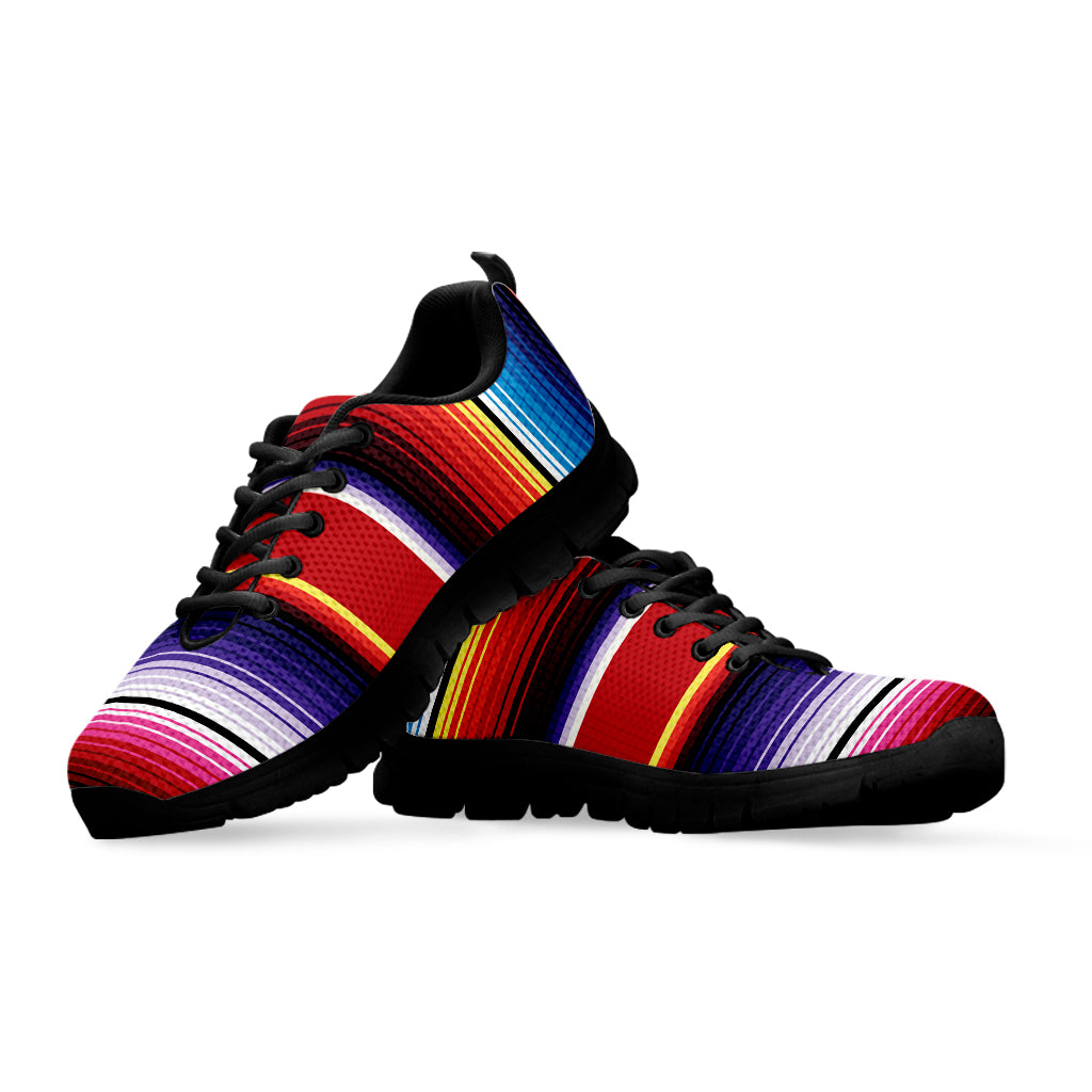 Tribal Serape Blanket Stripe Print Black Sneakers