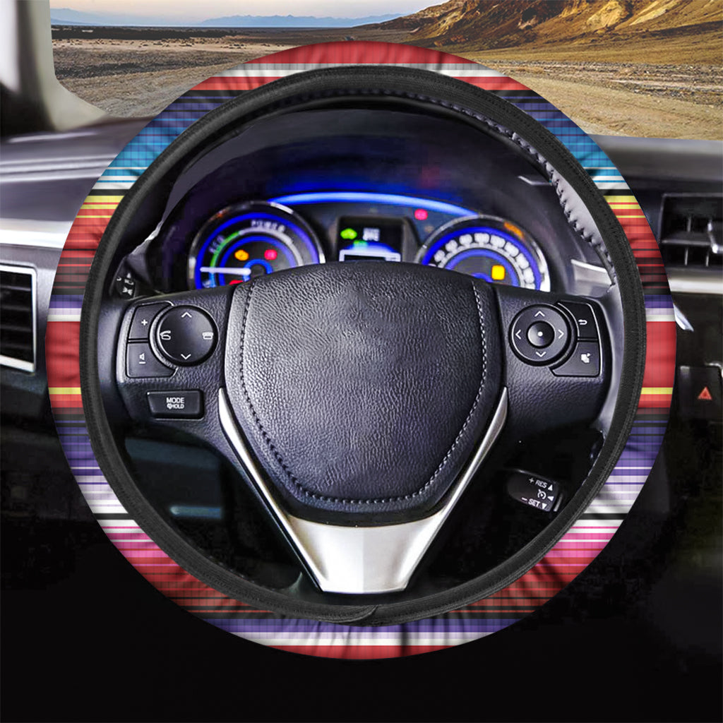 Tribal Serape Blanket Stripe Print Car Steering Wheel Cover