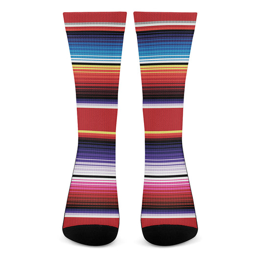 Tribal Serape Blanket Stripe Print Crew Socks