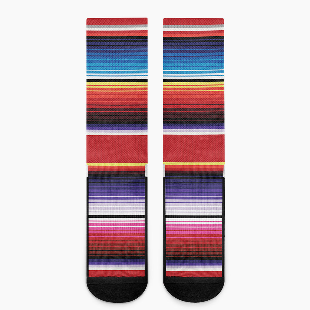 Tribal Serape Blanket Stripe Print Crew Socks