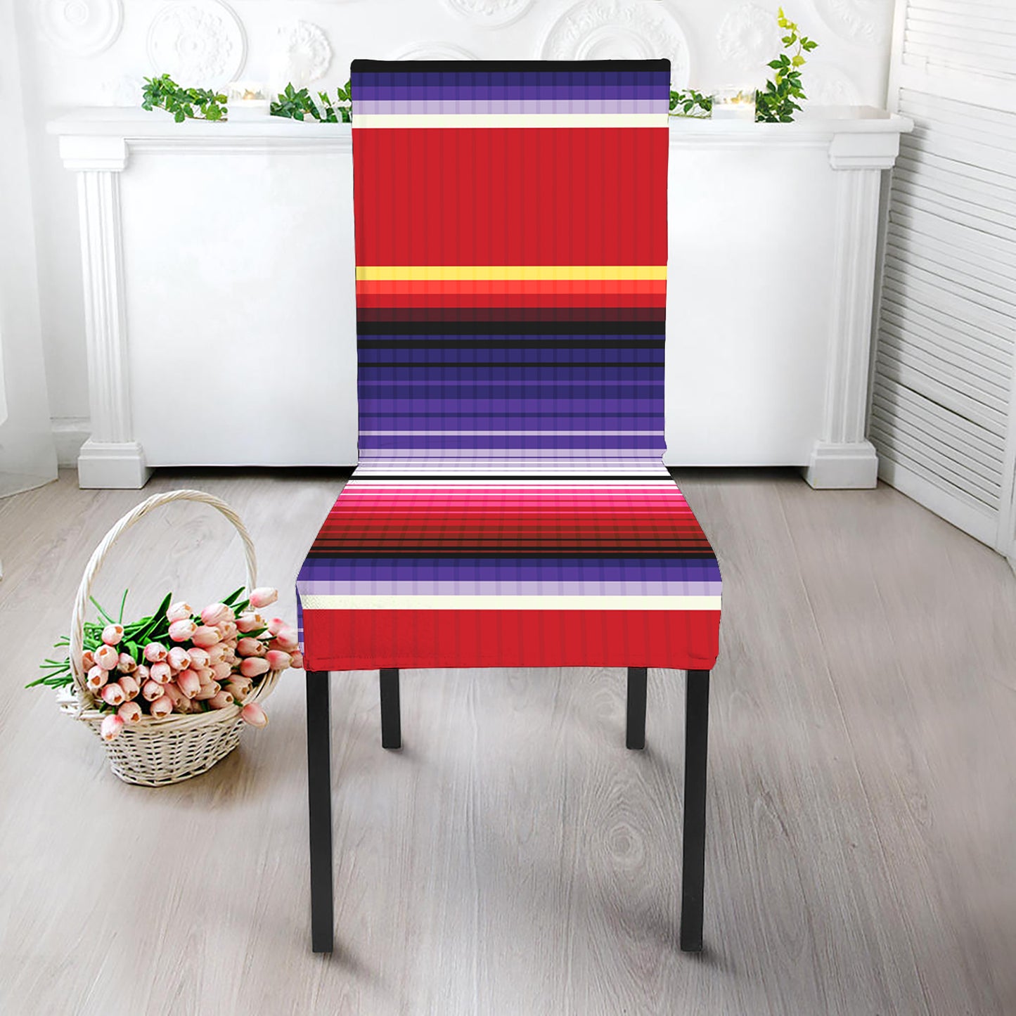 Tribal Serape Blanket Stripe Print Dining Chair Slipcover