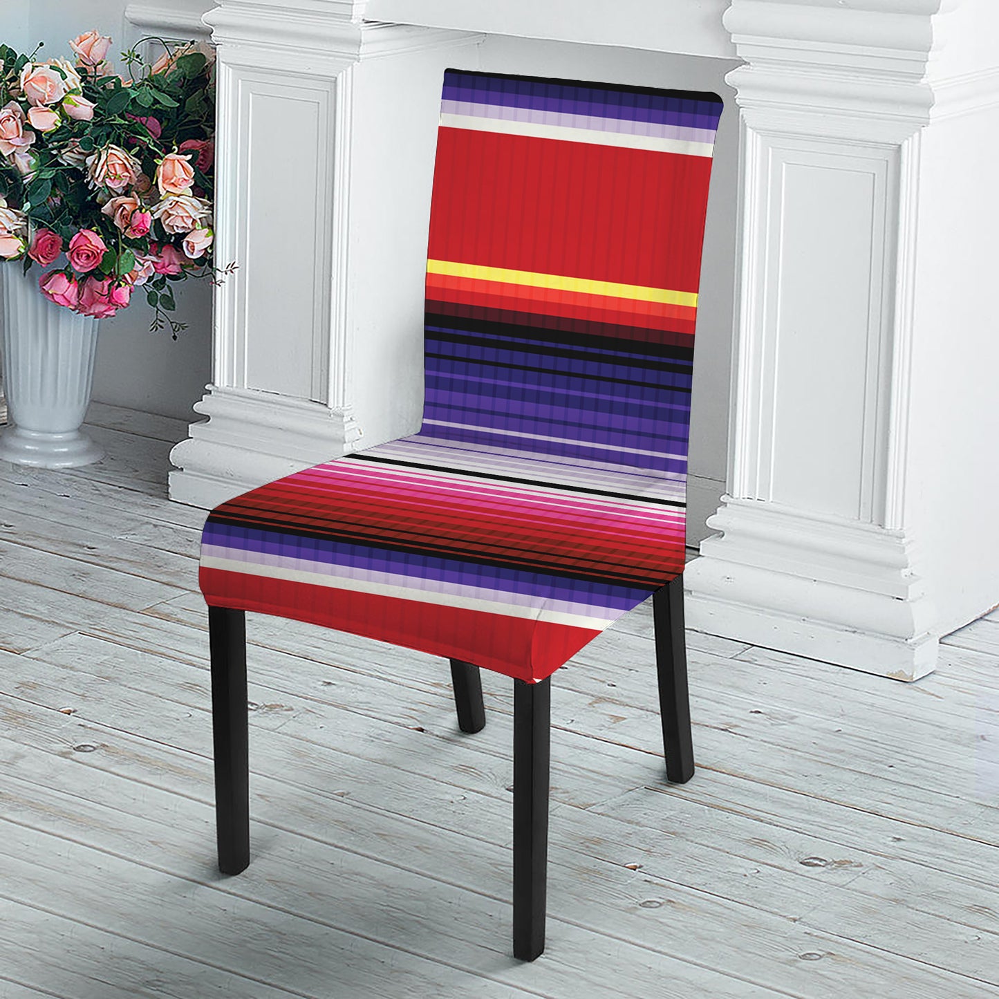 Tribal Serape Blanket Stripe Print Dining Chair Slipcover