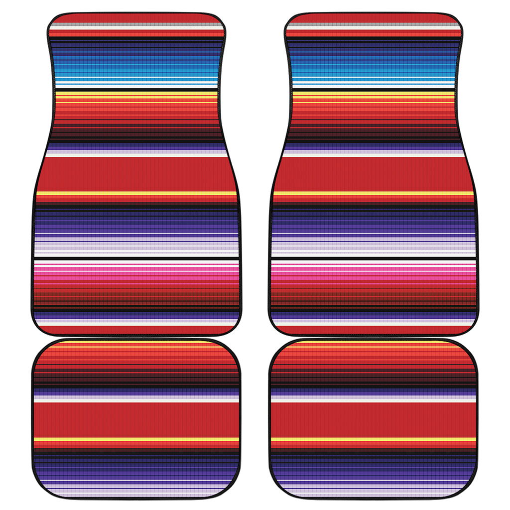 Tribal Serape Blanket Stripe Print Front and Back Car Floor Mats