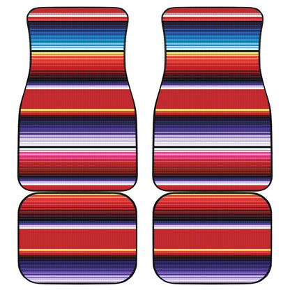 Tribal Serape Blanket Stripe Print Front and Back Car Floor Mats