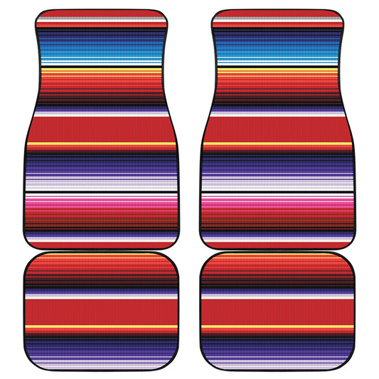 Tribal Serape Blanket Stripe Print Front and Back Car Floor Mats