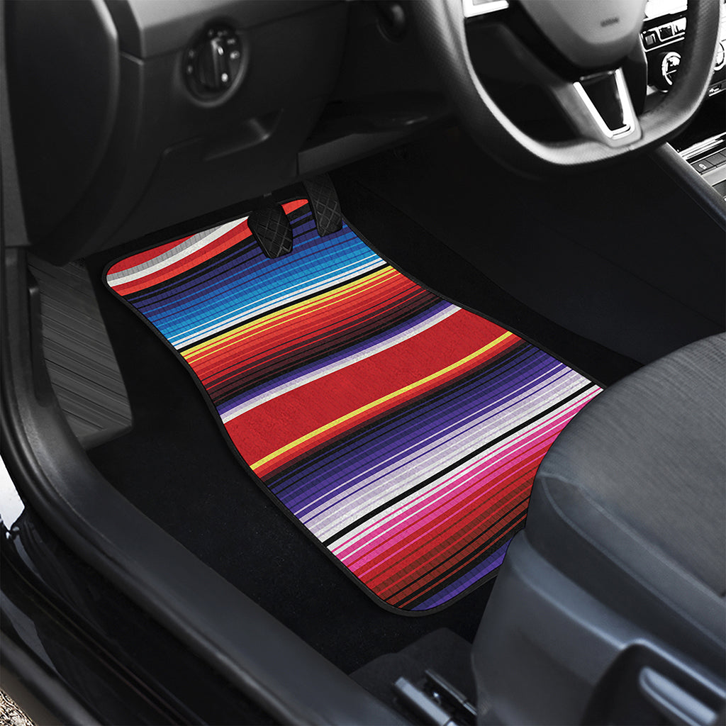 Tribal Serape Blanket Stripe Print Front and Back Car Floor Mats