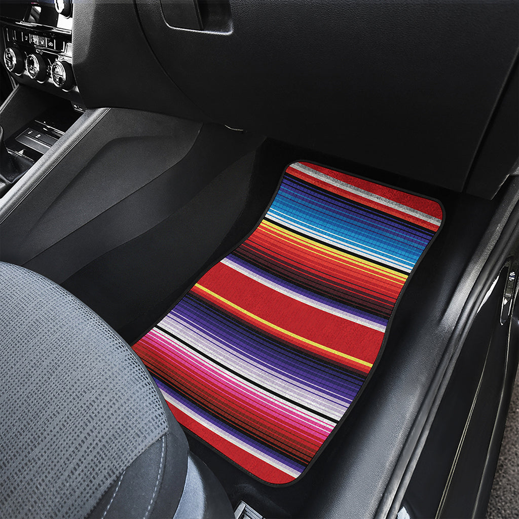 Tribal Serape Blanket Stripe Print Front and Back Car Floor Mats