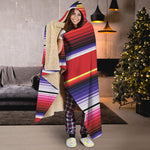 Tribal Serape Blanket Stripe Print Hooded Blanket