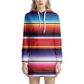 Tribal Serape Blanket Stripe Print Pullover Hoodie Dress