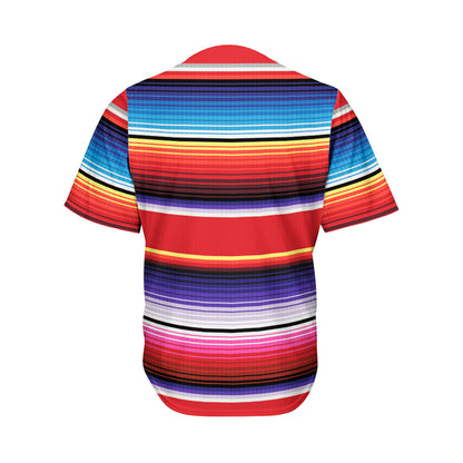 Tribal Serape Blanket Stripe Print Men's Baseball Jersey