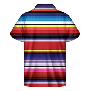 Tribal Serape Blanket Stripe Print Men's Short Sleeve Shirt