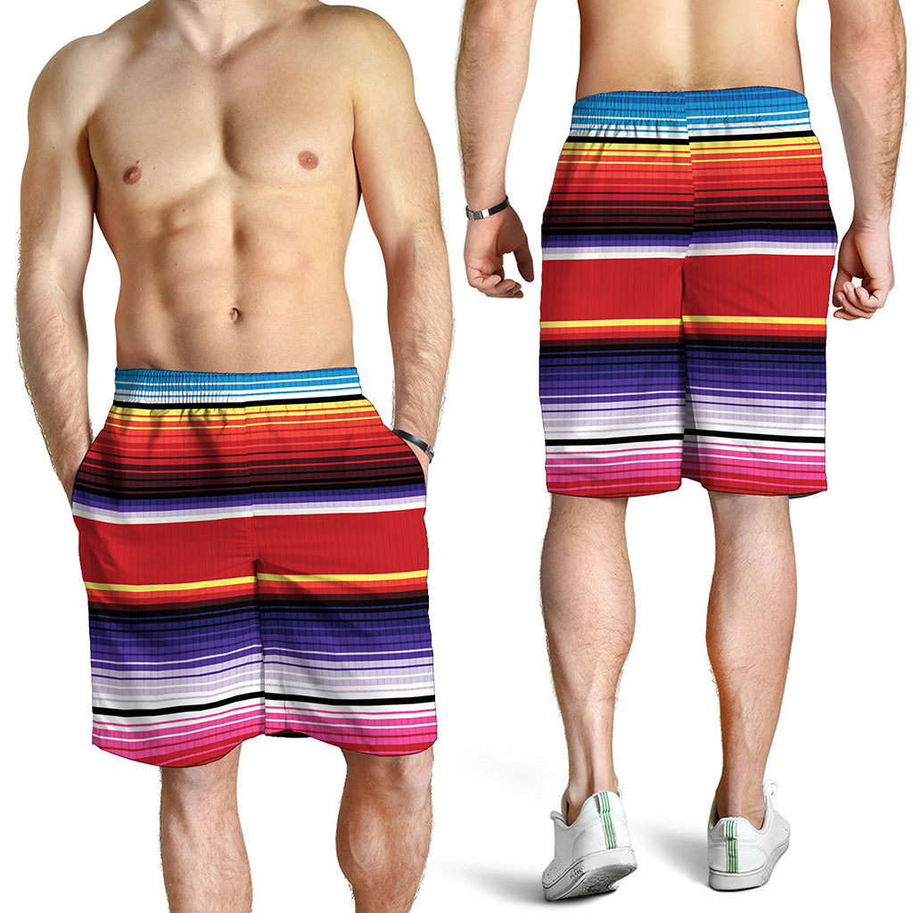 Tribal Serape Blanket Stripe Print Men's Shorts