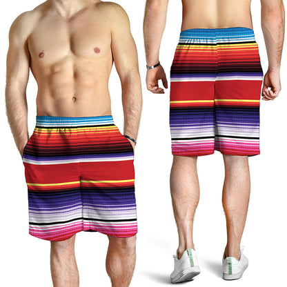 Tribal Serape Blanket Stripe Print Men's Shorts