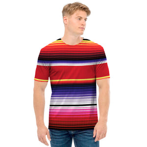 Tribal Serape Blanket Stripe Print Men's T-Shirt