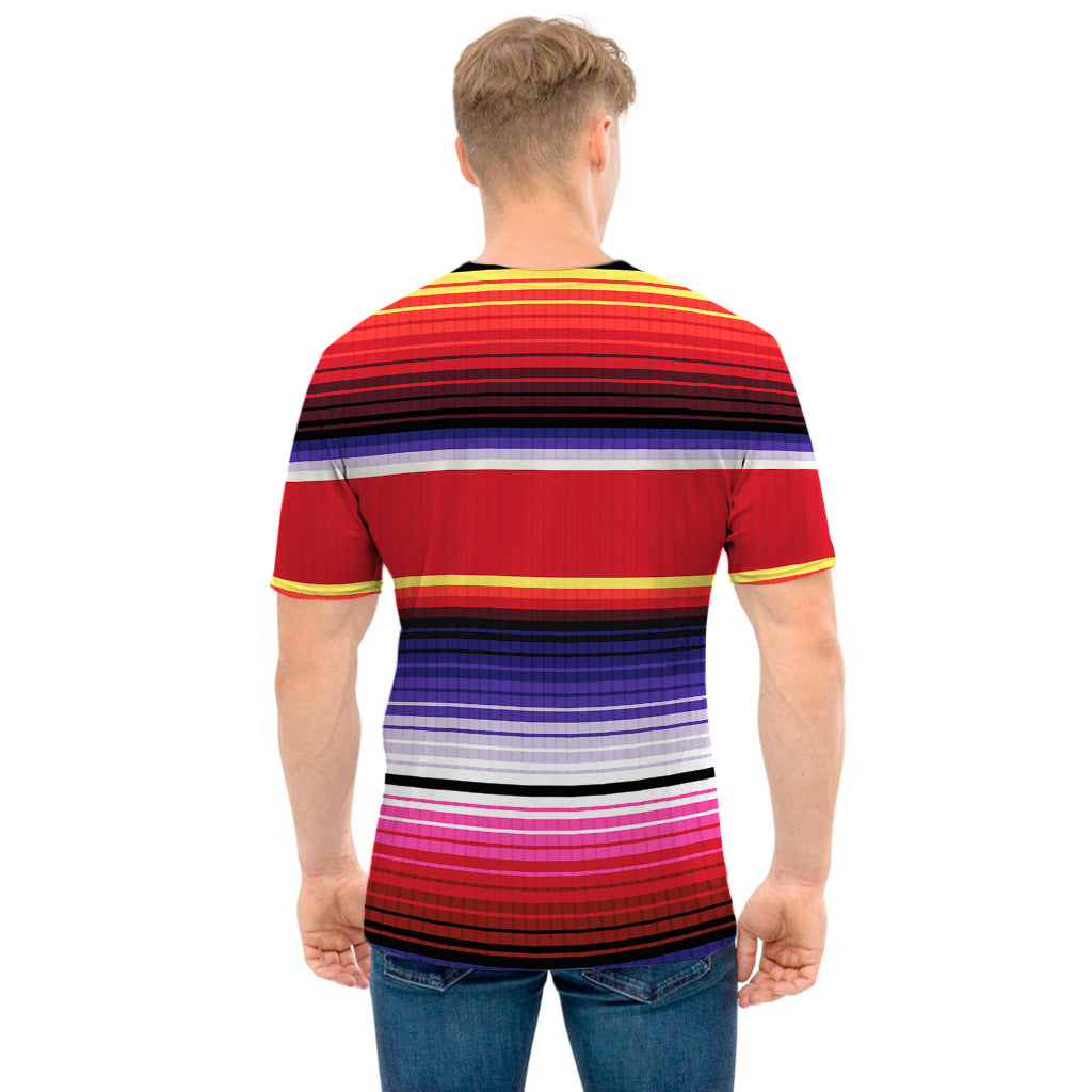 Tribal Serape Blanket Stripe Print Men's T-Shirt