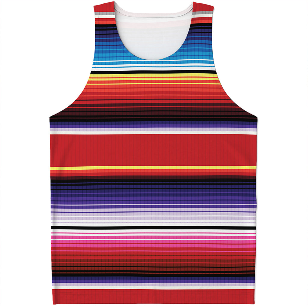 Tribal Serape Blanket Stripe Print Men's Tank Top