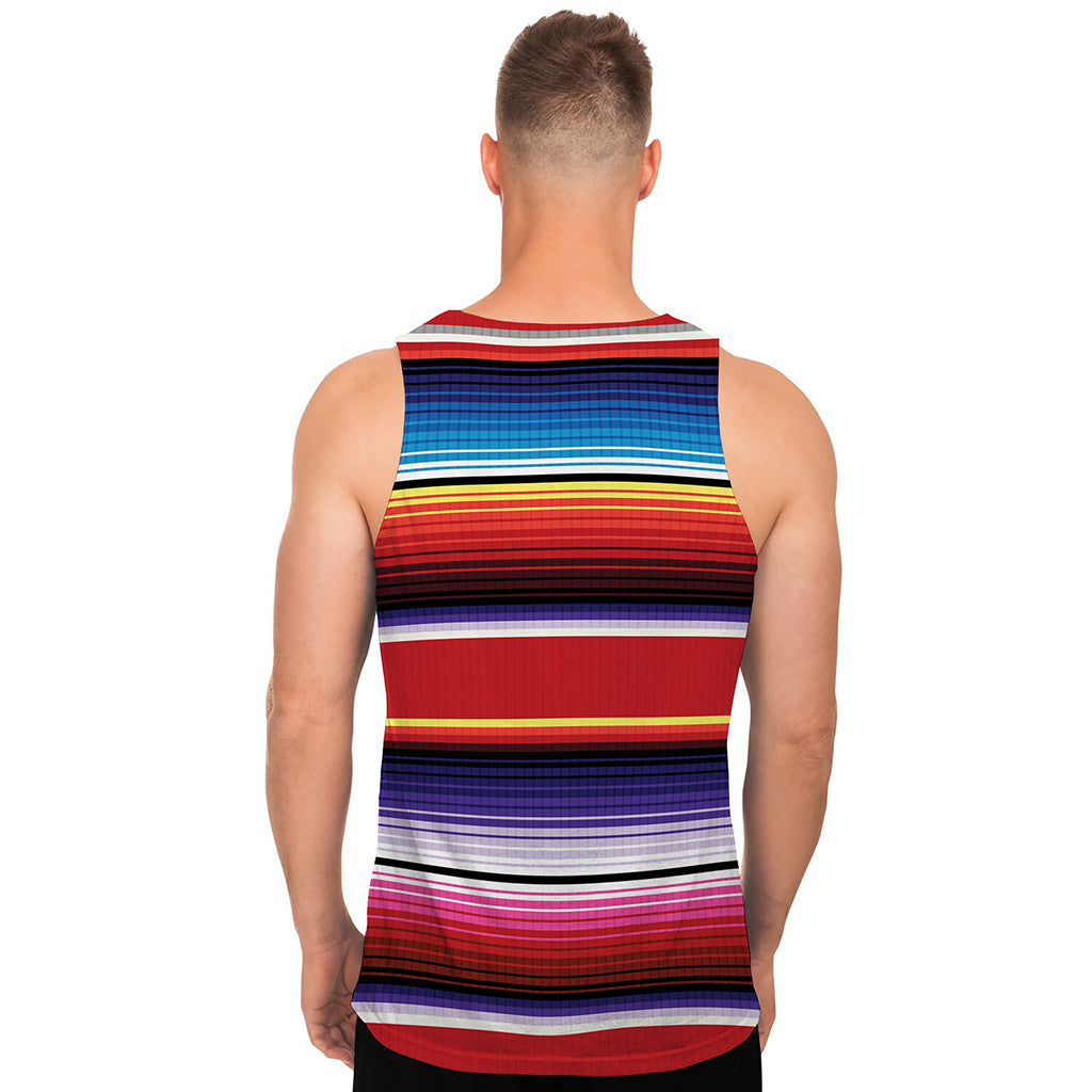 Tribal Serape Blanket Stripe Print Men's Tank Top