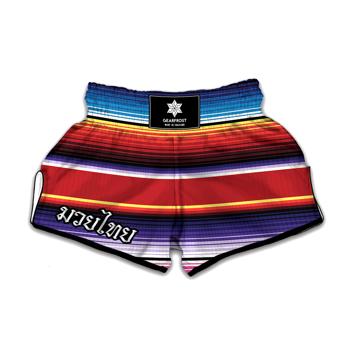 Tribal Serape Blanket Stripe Print Muay Thai Boxing Shorts