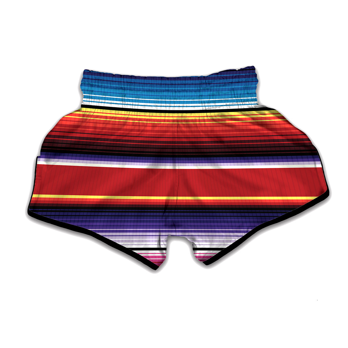 Tribal Serape Blanket Stripe Print Muay Thai Boxing Shorts