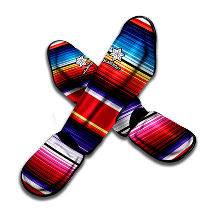 Tribal Serape Blanket Stripe Print Muay Thai Shin Guard