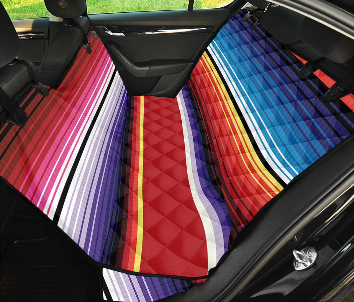 Tribal Serape Blanket Stripe Print Pet Car Back Seat Cover