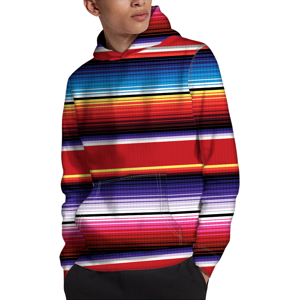 Tribal Serape Blanket Stripe Print Pullover Hoodie