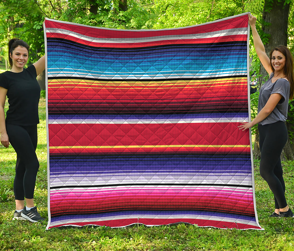Tribal Serape Blanket Stripe Print Quilt
