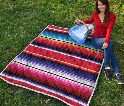 Tribal Serape Blanket Stripe Print Quilt