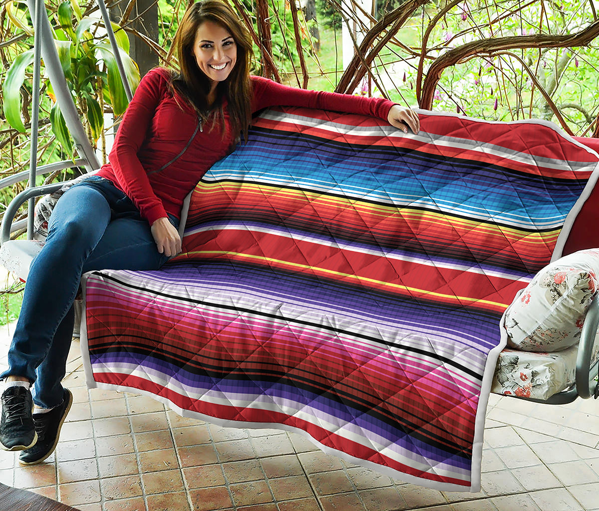 Tribal Serape Blanket Stripe Print Quilt
