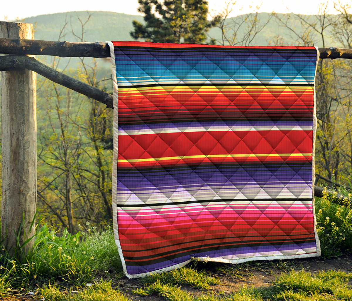 Tribal Serape Blanket Stripe Print Quilt