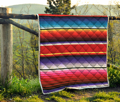Tribal Serape Blanket Stripe Print Quilt