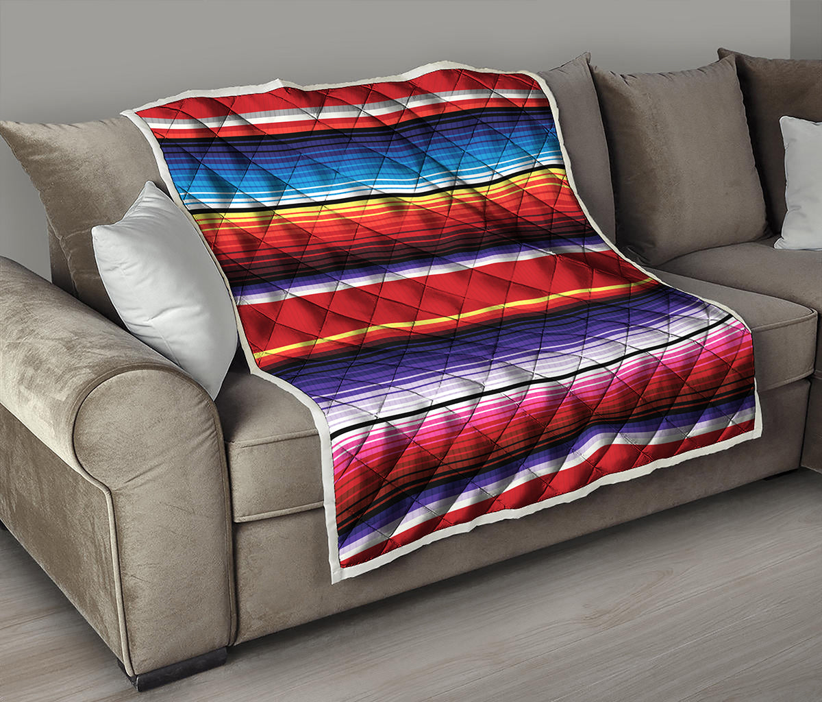 Tribal Serape Blanket Stripe Print Quilt