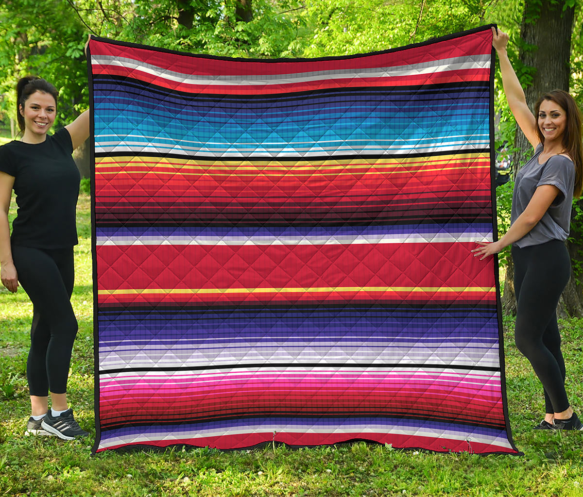 Tribal Serape Blanket Stripe Print Quilt