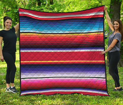 Tribal Serape Blanket Stripe Print Quilt