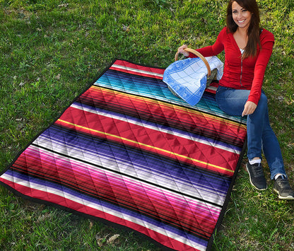 Tribal Serape Blanket Stripe Print Quilt