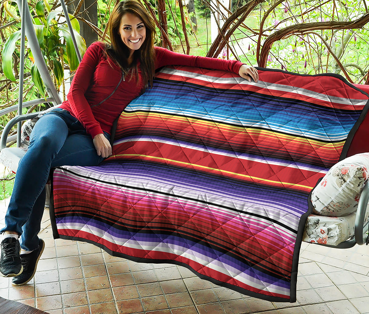 Tribal Serape Blanket Stripe Print Quilt